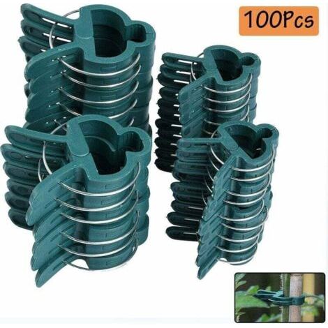 Pflanzenstützen, 100 Stück Pflanzenclips, robuste Pflanzenclips, 2 wiederverwendbare Gartenpflanzenclips für kleine und große Triebe