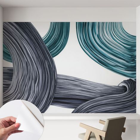 Fotomurale adesivo - Carta da parati adesiva - per la cucina camera da letto per la soggiorno - Linee fluide 152x104 cm (1/5)