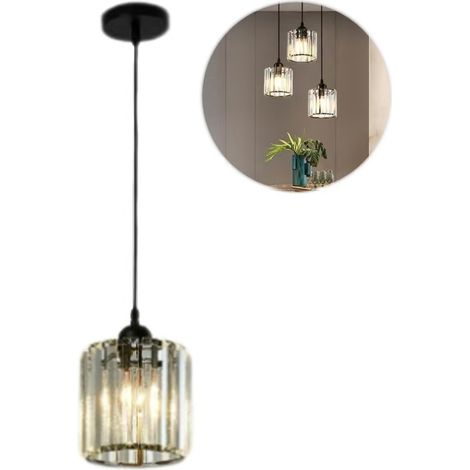 Lustre en cristal LED, E27, lampe de table, plafonnier noir, luminaire décoratif, convient aux salons, hôtels et salles à manger. (1/5)