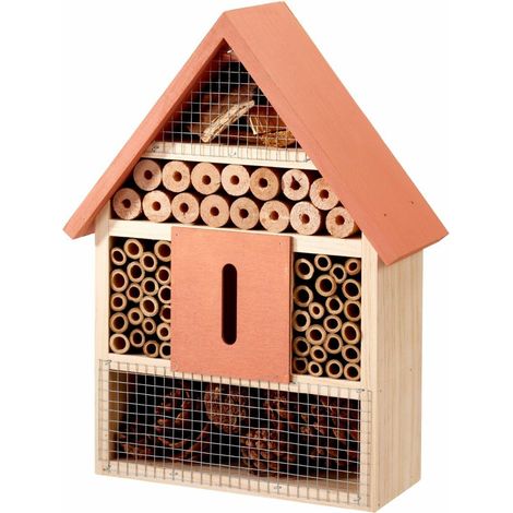 Insektenhotel aus Holz, Bienenhaus, rosa
