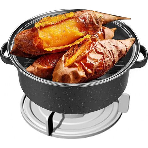 Poêle à Rôtir Noire 28cm Antiadhésive, Idéale pour Légumes Rôtis et Grillades, avec Couvercle en Fonte (1/5)