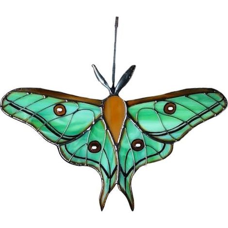 Attrape-soleil papillon en vitrail fait main, panneau suspendu, décoration de fenêtre pour maman, femme, Jikaix vert (1/5)