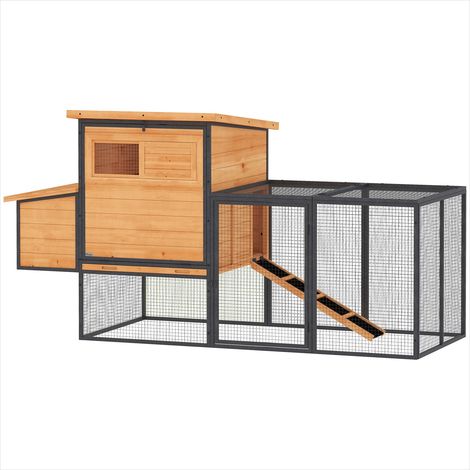 Poulailler en bois et acier avec enclos et toit ouvrant Orange (1/5)