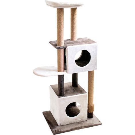 Aqpet Tiragraffi XXL 140 cm In corda di Sisal con Doppia Cuccia e piattaforma per il massimo divertimento del tuo gatto (1/5)