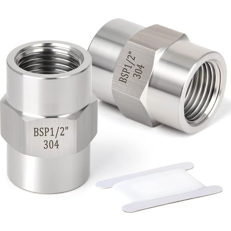 Stück 1/4" BSP-Innengewinde x Sechskant-Kupplungsverbinder aus geschmiedetem Edelstahl SUS 304 - 1/2" F (1/5)