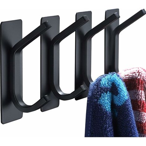 Towel Hooks/Adhesive Hooks 4-Packs Stainless Steel Brushed Gold Wall Hooks for Hanging Coat, Hat,Towel Robe Hook Black (1/5)