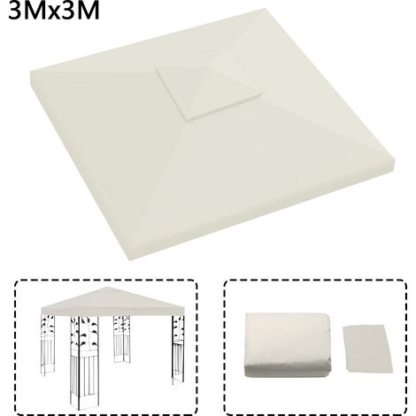 TolleTour Tetto di ricambio per gazebo 3x3 m beige, doppio tetto per tenda da ricevimento, copertura con protezione UV