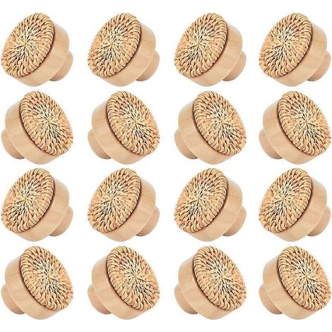 Set mit 16 böhmischen Rattan-Kommodenknöpfen, runde Knöpfe für Holzmöbel, handgefertigte geflochtene Korbgriffe (1/5)