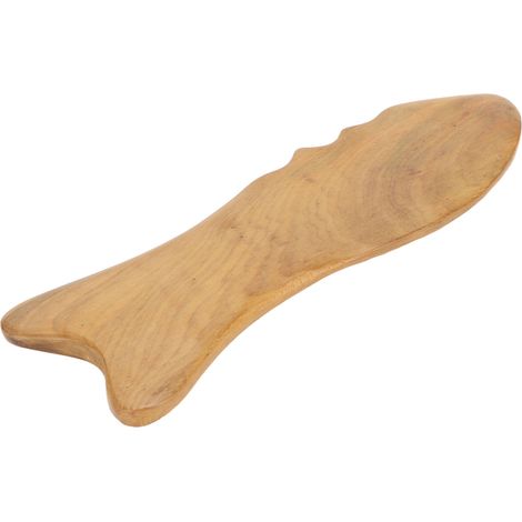Planche de Gua Sha en bois en forme de poisson, masseur universel pour la relaxation musculaire du visage et du corps. (1/5)