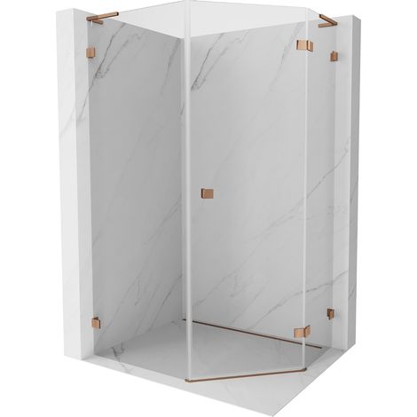 Mexen Lunar L fünfeckige Duschkabine rechts öffnend 80 x 90 cm, transparent, Roségold - 831L-080P-090L-60-00-P (1/5)