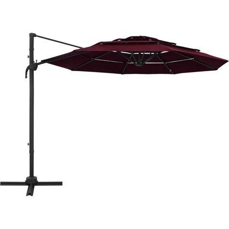Maison Exclusive - Ombrellone a Sbalzo 4 Livelli Palo in Alluminio 3x3 m Bordeaux