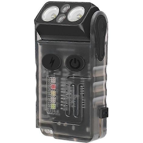 Lampe torche porte-clés V20 1000 lumens, rechargeable par USB, avec clip, lumière COB rouge chaude et bleue, 13 modes, aimantée (1/5)