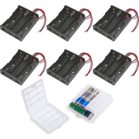 6PCS AA Support de Batterie, Noir Batterie Stockage Boite Coffre Support, AA Battery Holder Box Case, 3 x 1,5V (1/5)