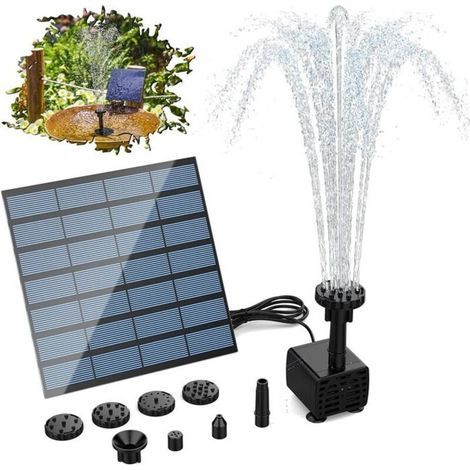 -Fontaine Solaire 2024 Nouveau Fontaine Solaire Exterieure De Jardin Diy Pompe Avec 6 Buses Abreuvoir Oiseaux Exterieur Pou (1/4)