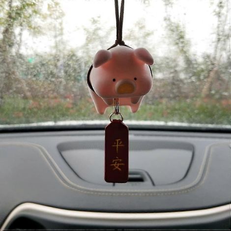 1 ornement porte-bonheur en forme de cochon pour rétroviseur de voiture, à suspendre au bureau, à la maison ou au jardin. (1/5)