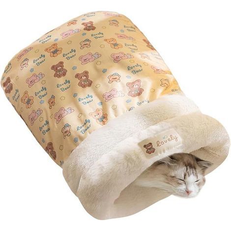 Cozy Winter Cat Bed - Warm, Washable Pet Sleeping Sack & Cave
