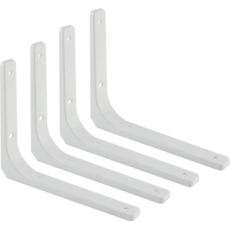 Equerre Etagere Murale, 4PCS Equerre Metale Blanche 250mm x 200mm Equerre Charge Lourde Support Etagere Murale Pour Deco Murale Cuisine Industrielle radiateur Montage Mural