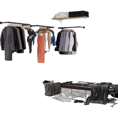Perchero, diseño industrial, solución de almacenamiento que ahorra espacio, negro, L (1/2)