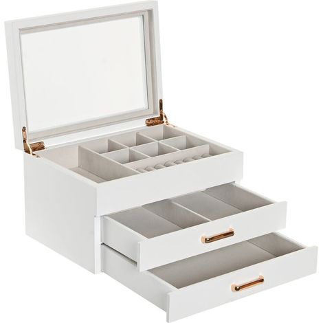 Joyero Madera Cristal 23X17X13 Blanco (1/4)