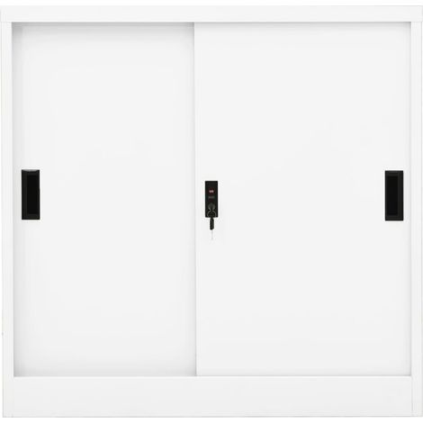 GBLY Büroschrank mit Schiebetür Weiß 90x40x90 cm Stahl (1/5)