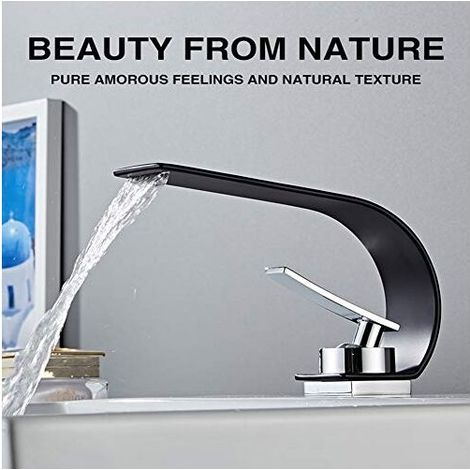 Robinet Salle De Bain, Cascade Robinet Lavabo Corps De Cuivre Design Eau Chaude Et Froide Disponible Noir