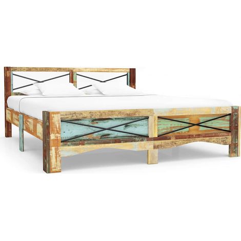 vidaXL Estructura de cama de madera maciza reciclada 160x200 cm (1/5)