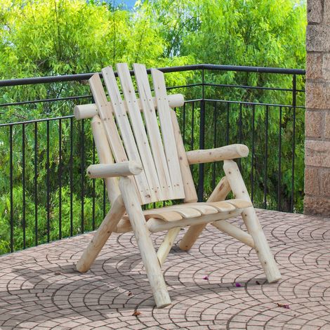 Fauteuil Adirondack Outsunny, chaise de jardin extérieure en bois résistant aux intempéries avec dossier haut et accoudoirs, chaise de balcon, fauteuil de jardin pour jardin, terrasse, balcon, 83 x 68 (1/5)