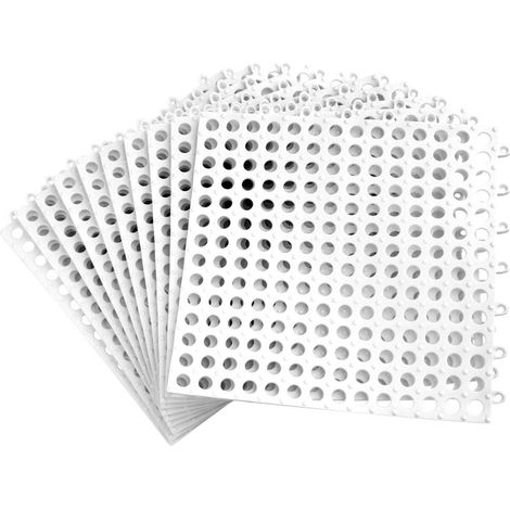 Lot de 10 dalles de sol en PVC emboîtables avec trous de drainage massants - Dimensions à poser soi-même - Tapis antidérapant pour cuisine et salle de bain (1/4)