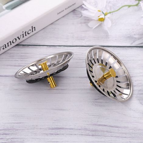 2 Bondes Évier Acier Inox 8cm Double Couche pour Cuisine (1/5)