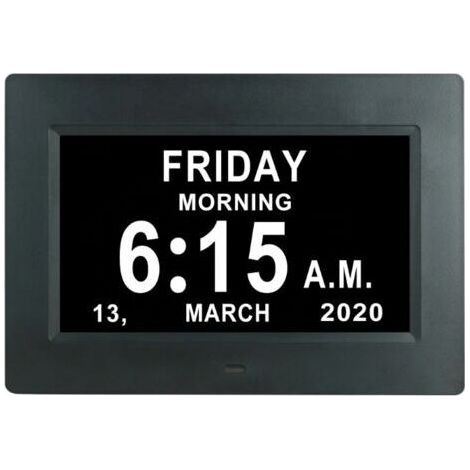 Horloge numérique LCD 7 pouces, réveil pour seniors, horloge calendrier électronique, appareil de rappel de médicaments