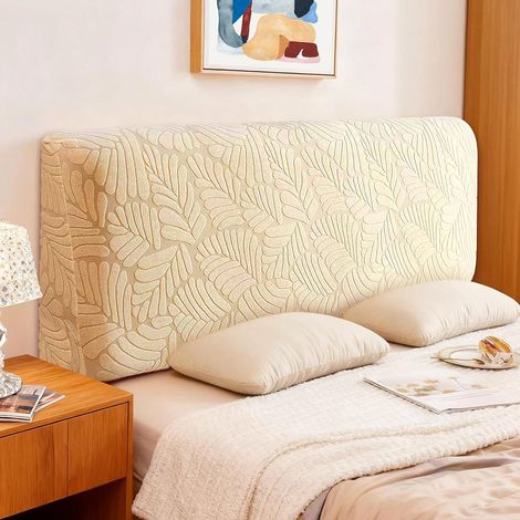 CCYKXA 180cm Housse Tête de Lit Élastique Housse de Tete de Lit Housse de Protection de Tête Motif Feuille de Bananier pour Chambre à Coucher Champagne (1/5)