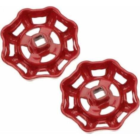 Volant de vanne en fer rouge 7x7 mm – Lot de 2 poignées pour robinet d’arrêt et vanne à boisseau sphérique (1/4)