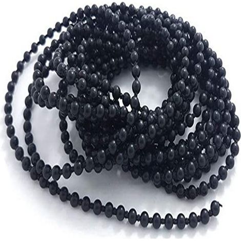 Chaîne en plastique noire à perles de 10 mètres (4,5 x 6 mm) pour stores vénitiens verticaux, avec fermeture éclair. (1/5)