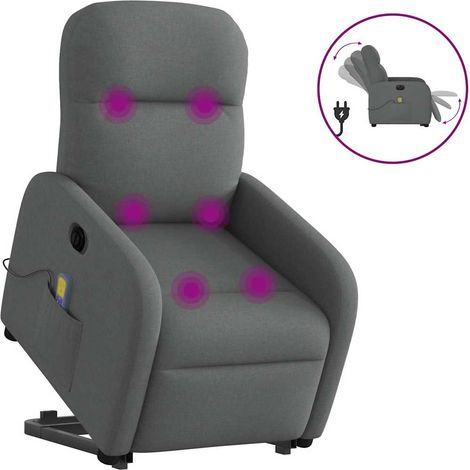 Elektrischer Massagesessel mit Aufstehhilfe Dunkelgrau Stoff