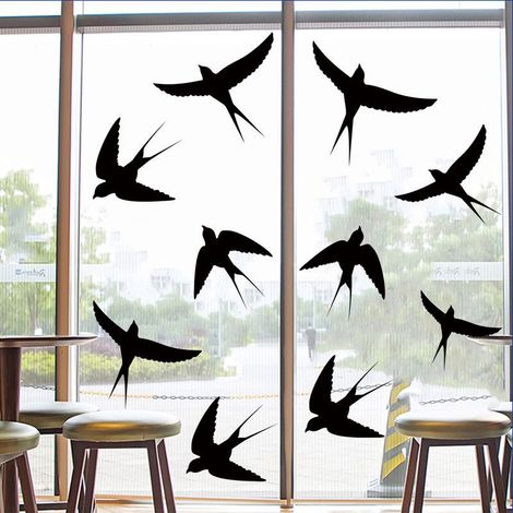 Lot de 20autocollants de fenêtre en forme d'hirondelles pour prévenir les chocs d'oiseaux, anti collision, empêchent les oiseaux de voler dans les fenêtres (noir) (1/5)