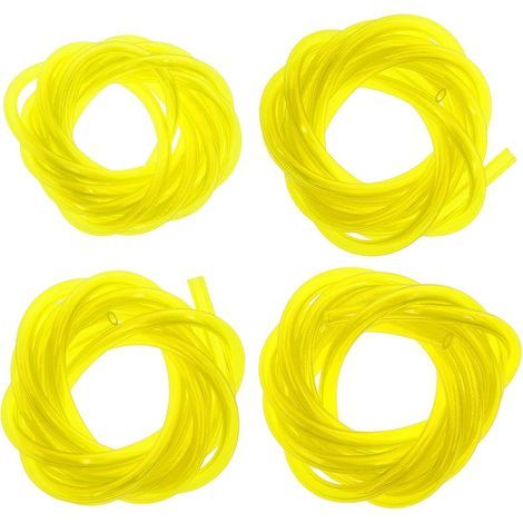 Set of 4 yellow fuel hoses, 1 m long, 2 x 3.5 mm, 2.5 x 5 mm, 3 x 5 mm, 3 x 6 mm, for chainsaws, lawnmowers, fans, pressure washers, brush cutters (1/5)