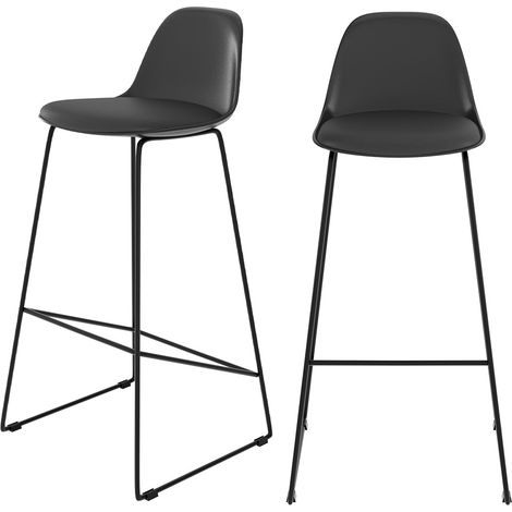 Set de 2 sillas de bar negras 75 cm - Leni
