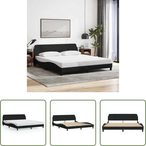 vidaXL Matratze - Bettgestell "Dover" Schwarz 180x200 cm Stoff (1/5)