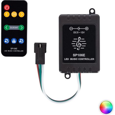 Contrôleur Variateur musical RGBIC Digital SPI 12V DC ruban LED avec télécommande IR RGBIC (1/2)
