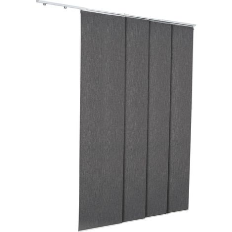 Panneau Coulissant pour Porte-Fenêtre, Rail Extensible 116-218 cm, Store Vertical Occultant, Hauteur 243 cm, Diviseur de Pièce, Gris Foncé (1/5)