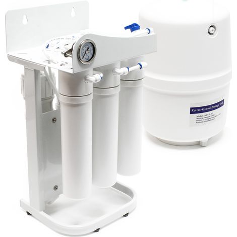 Naturewater NW-RO50-G1-1 – Système Osmose Inverse (RO) 5 étapes – 190 l/jour 50 GPD – Cadre Réservoir Manomètre – Montage mural Sous évier – Osmoseur Filtration Purification Filtre Eau potable robinet