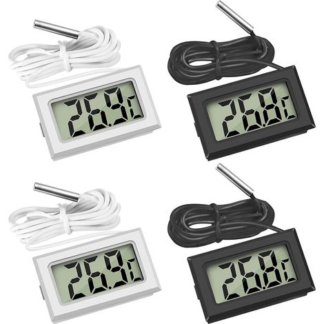 Lot de 4 Mini Thermomètres Digitaux LCD avec Sonde Externe, Capteur de Température pour Réfrigérateur, Congélateur et Aquarium (1/5)