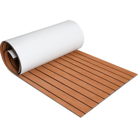 Wolketon Tappetino per ponte in EVA Tappetino per barca in schiuma Tappetino per ponte in teak Finta barca 1X Strisce 2400x600x5mm Marrone