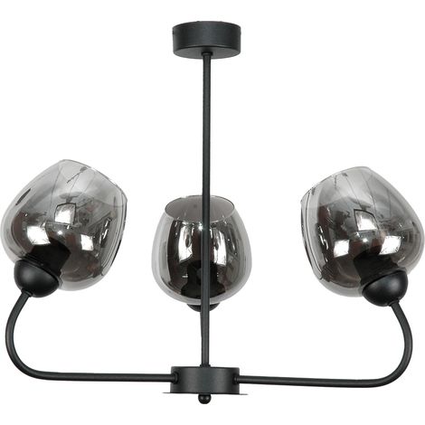 Lampada a sospensione da soffitto, nera, paralume in vetro, grafite, 15-162 orecy