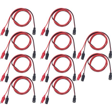 Fil de test électrique double pince DC à fiche femelle, âme en cuivre, adaptateur d'alimentation pour charge de batterie, 1 mètre, lot de 10 pièces (1/5)