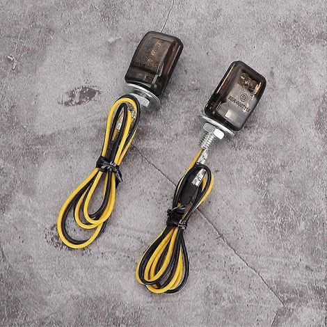 Clignotant universel miniature à LED jaune pour moto et voiture (lentille fumée noire)