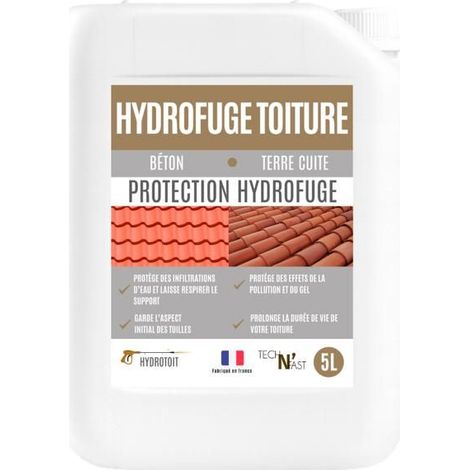 Hydrofuge toiture - traitement imperméabilisant toit béton et terre cuite - anti-infiltration, anti-gel - 5L - HYDROTOIT (1/5)