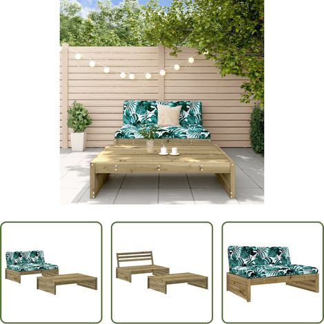Holzsofa -  2-tlg. Garten-Lounge-Set mit Kissen Imprägniertes Kiefernholz (1/5)