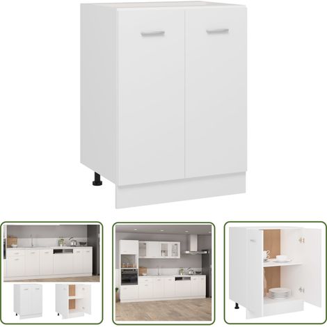 The Living Store Armoire de plancher Blanc 60x46x81,5 cm Bois d'ingénierie - Meuble De Cuisine - Armoire De Cuisine - Rangements Cuisine - Armoire Blanche - Meuble Blanc (1/5)