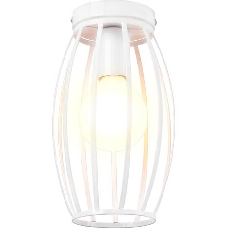 Plafonnier Vintage Industrielle E27 Lustre Suspension Luminaire pour Couloir Cuisine Escalier Blanc (1/5)